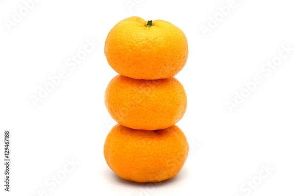 Obraz Three Oranges Isolated on White Background