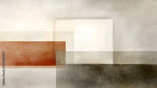 Fototapeta Abstract composition of overlapping shapes in muted tones, creating a tranquil atmosphere