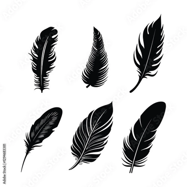 Fototapeta Feather vector black color illustration