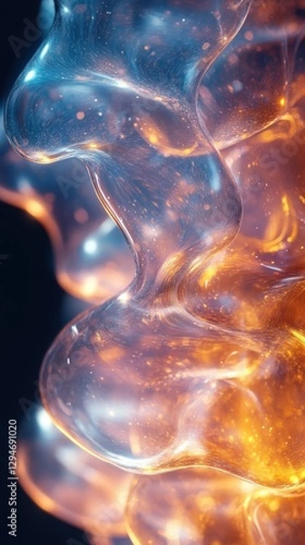 Fototapeta Abstract Colorful Bubbles with Glowing Elements in Dark Background