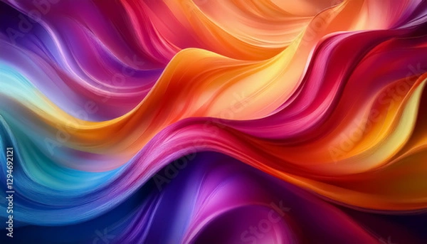 Fototapeta Vibrant Abstract Waves of Colorful Silk Textures