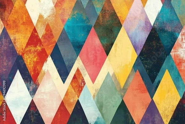 Fototapeta colorful diamond shaped graphic background in pattern, flat colors