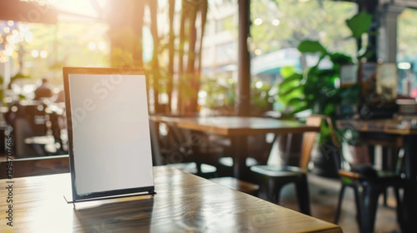 Fototapeta mockup menu frame at a restaurant, empty