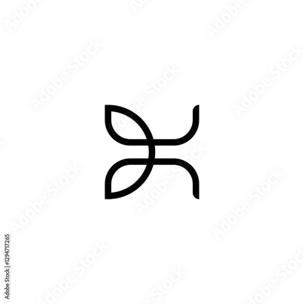 Obraz letter dh initial logo monogram vector black color