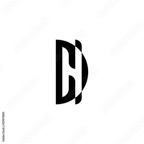 Obraz letter dh initial logo monogram vector black color