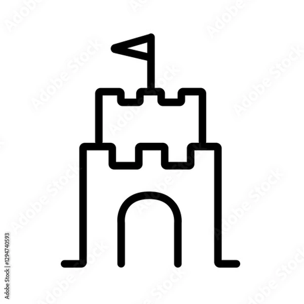 Fototapeta Sand Castle, Beach Day Vector illustration Icon