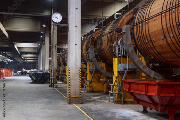 Fototapeta Special equipment for tanning process at factory workshop.