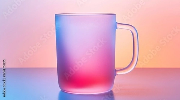 Fototapeta Frosted Glass Mug Illuminated By Pastel Hues