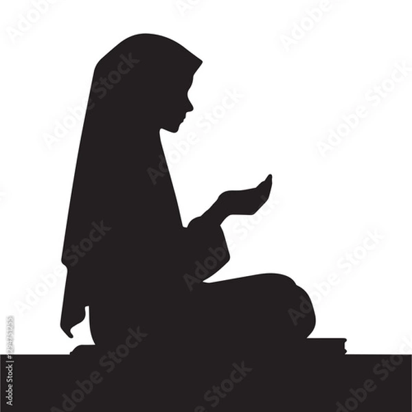 Fototapeta vector silhouette of a Muslim praying during the month of Ramadan