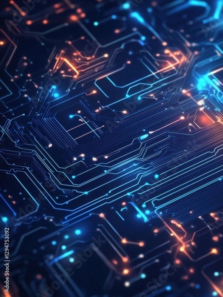Fototapeta Abstract futuristic circuit board background. Hi-tech Illustration of digital technology. Graphic concept for your design.