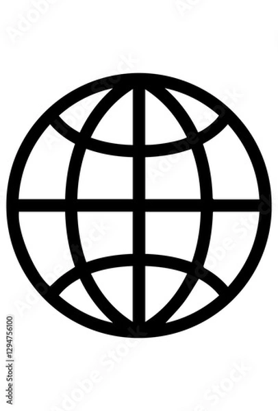Fototapeta Simple globe vector image, globe png image, editable vector globe image