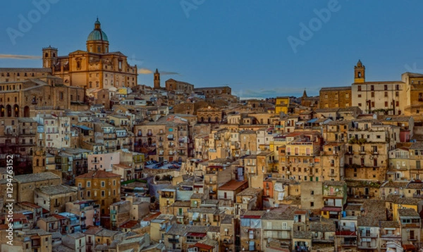 Obraz Hillside town in Sicily with golden light
