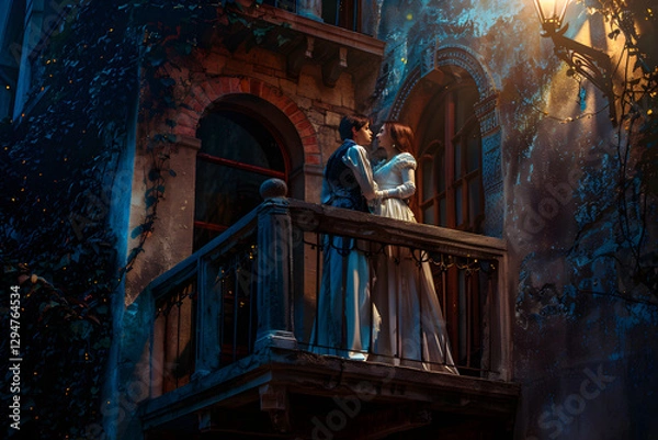 Fototapeta Romeo and Juliet: A Timeless Scene from Shakespeare's Masterpiece in the Moonlight