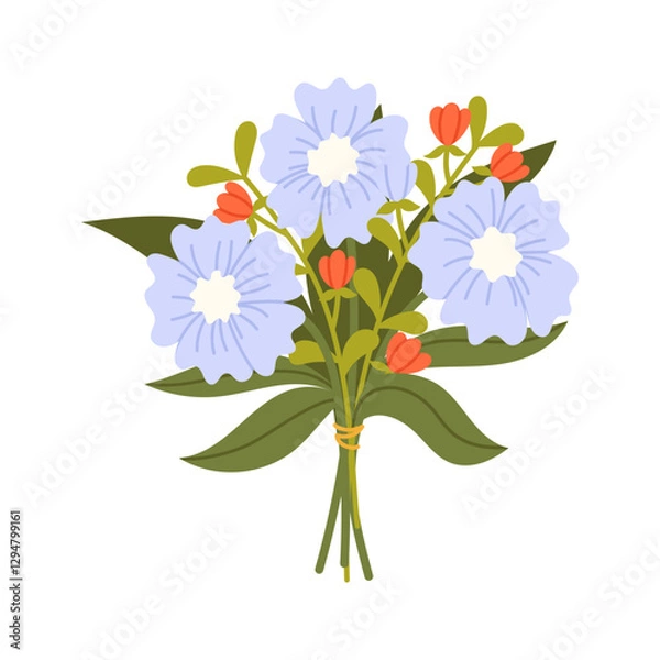 Fototapeta Vector flower bouquet in flat style isolated on white background