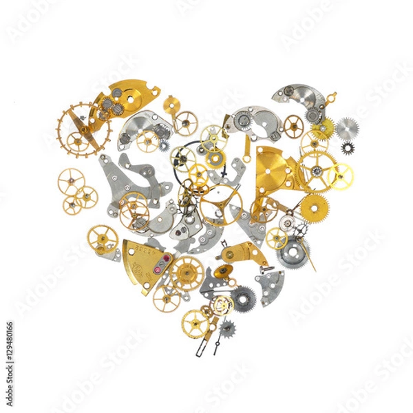 Fototapeta Part of broken watch shaped as heart