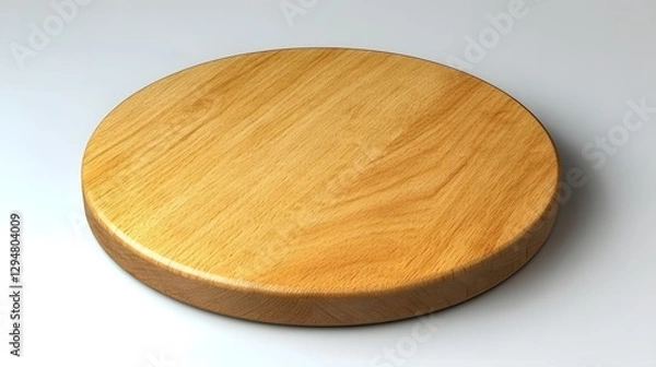 Fototapeta Wooden round surface with smooth texture, ideal for serving food or as a decorative piece