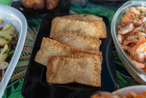 Obraz brazilian fried pastel to delivery - open market food style
