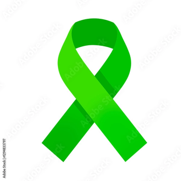 Obraz Lymphoma ribbon icon. Lymphoma awareness ribbon vector symbol in lime green color. Different colour of ribbon isolated on white background in PNG format. So you can use and edit this vector easily! :)