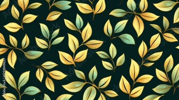 Obraz Decorative leaves pattern on dark background