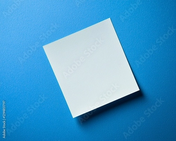 Obraz Blank white sticky note on blue background.