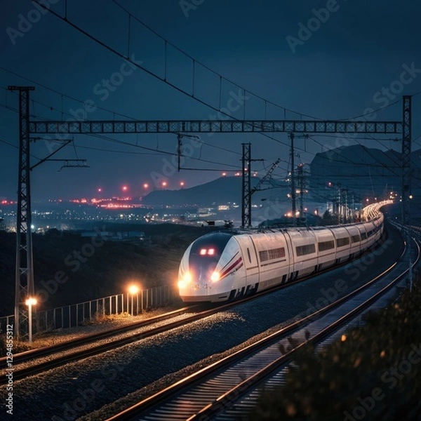 Obraz  bullet train at night