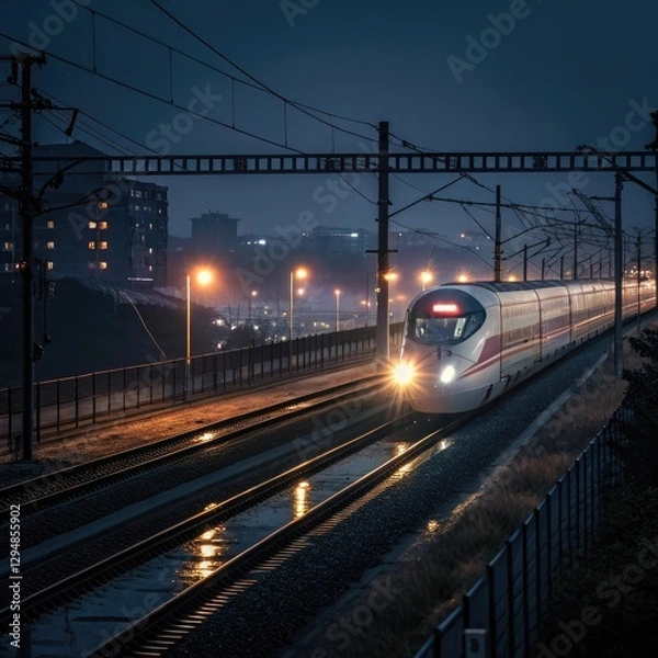 Fototapeta  bullet train at night