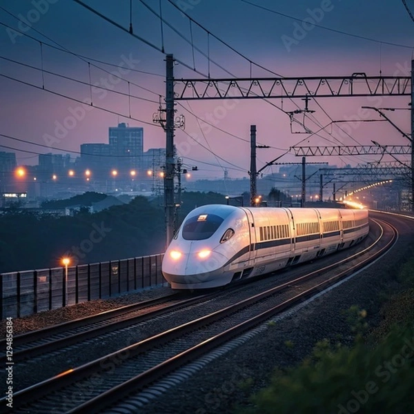 Obraz  bullet train at night