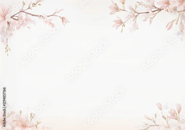 Fototapeta "Add a touch of elegance and softness to your designs with this delicate floral frame, perfect for invitations, wedding stationery, and seasonal backgrounds."