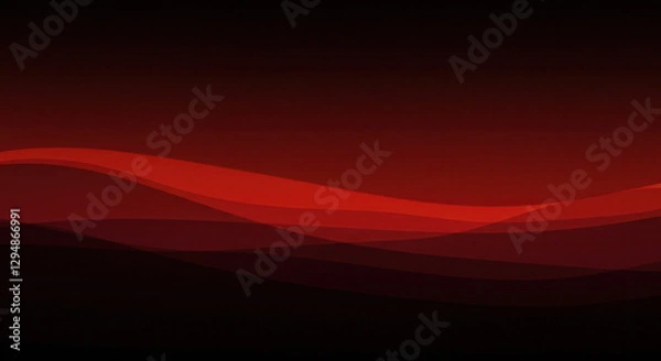 Obraz Abstract Red Background with Smooth Waves and Gradient Texture in Digital Minimalist Illustration