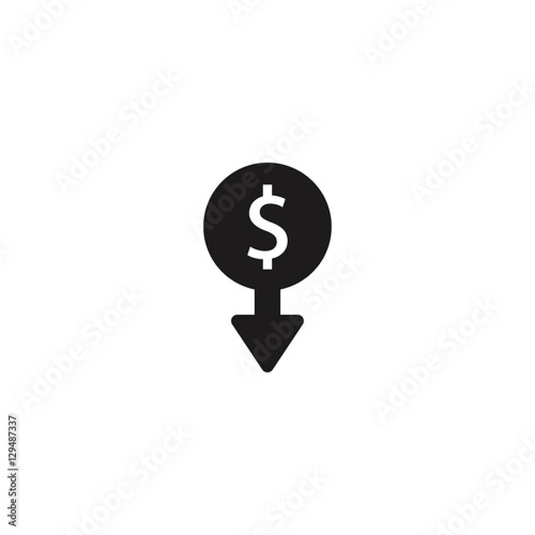 Obraz dollar down vector icon