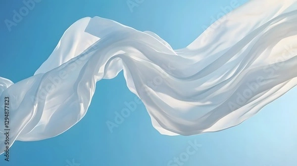Fototapeta Gracefully Swaying Fabric Against Blue Sky