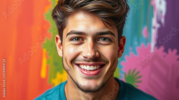 Fototapeta portrait of a man smiling for camera
