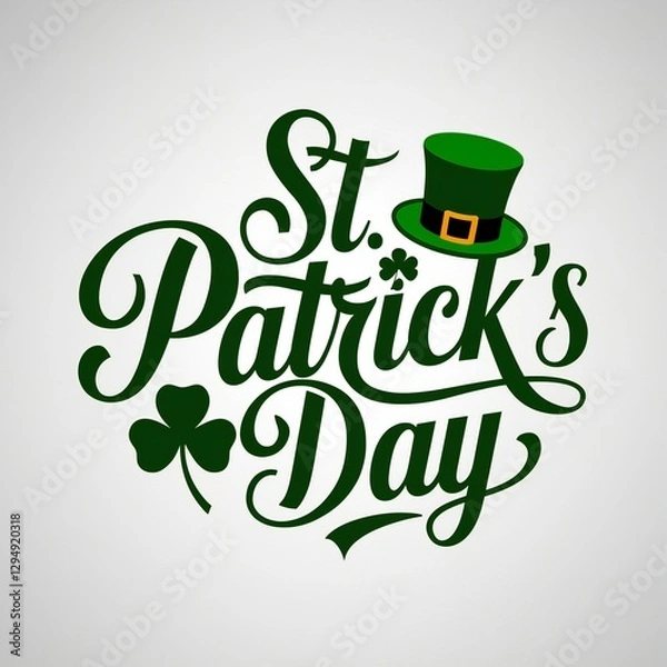 Fototapeta St Patrick's day concept, Saint Patrick's day Holiday, Festive St Patrick s Day Design Green Typography with Shamrock and Leprechaun Hat