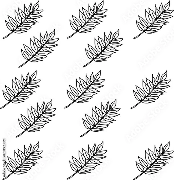 Fototapeta Leaf icon seamless pattern. Set of various leaves. Hand drawn leaves design