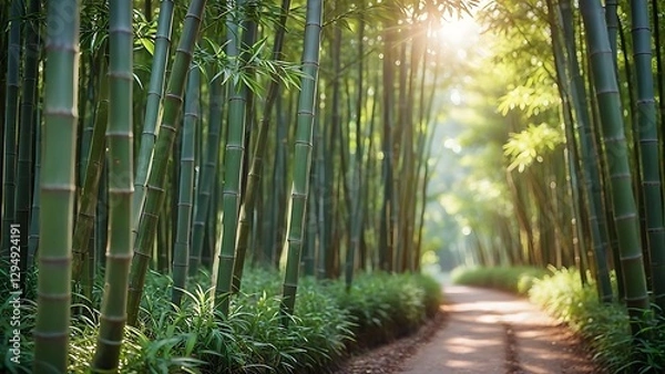 Fototapeta Serene Bamboo Forest Path: Tranquil Nature Scene