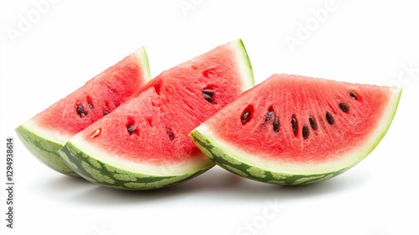 Fototapeta close-up view of watermelon slice on isolated white background.ai generative