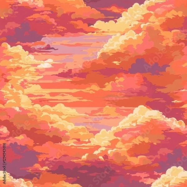 Obraz Vibrant Sunset Cloud Patterns in Art