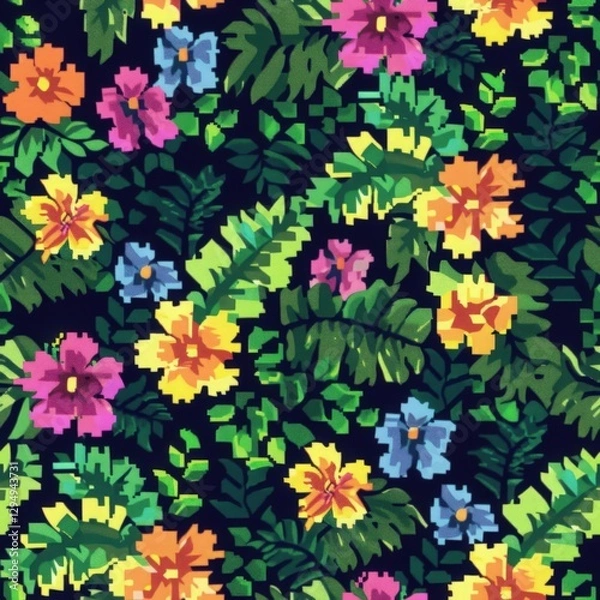 Obraz Vibrant Tropical Floral Pattern Design