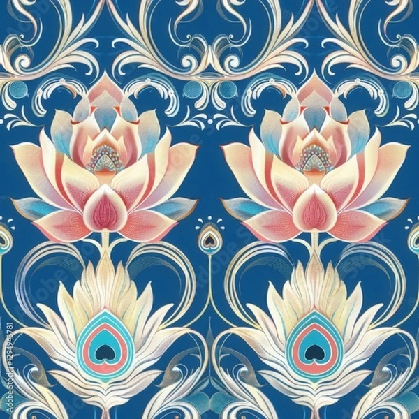 Obraz Elegant Floral Pattern with Lotus Design