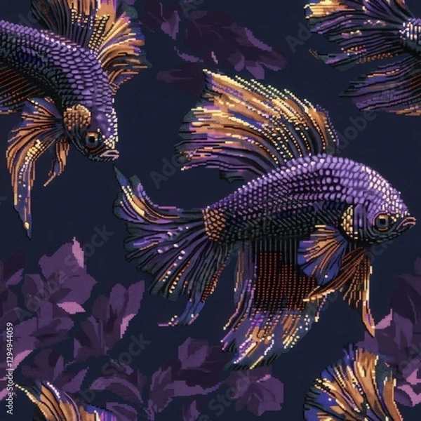 Obraz Vibrant Purple Fish Pattern Design