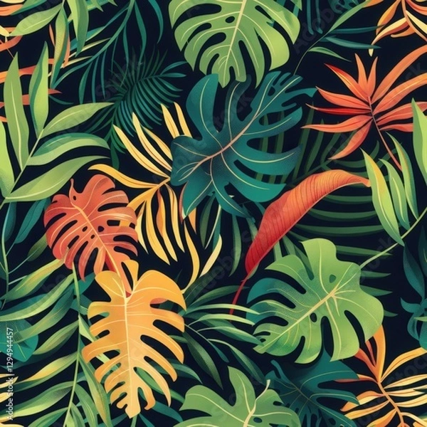 Obraz Vibrant Tropical Leaves Pattern Design
