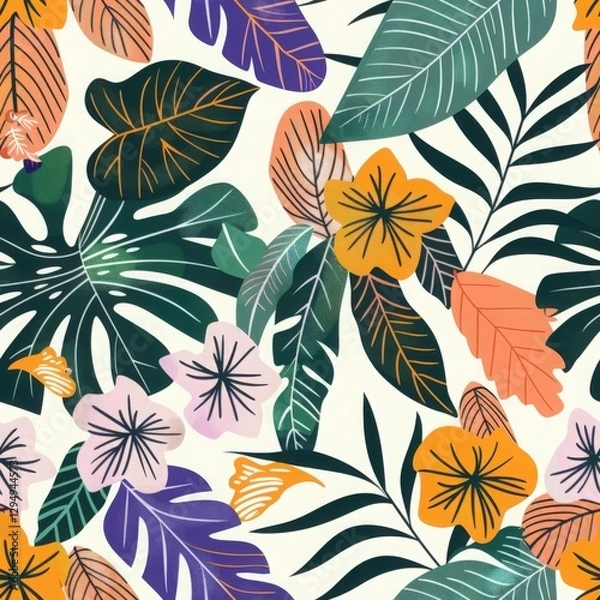 Obraz Vibrant Tropical Floral Pattern Design