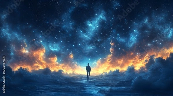 Fototapeta Ethereal Landscapes of Insomnia Disorder: A Journey Through Loneliness and the Search for Tranquility in Sleeplessness