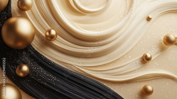 Fototapeta Elegant Flow of Gold and Black Textures