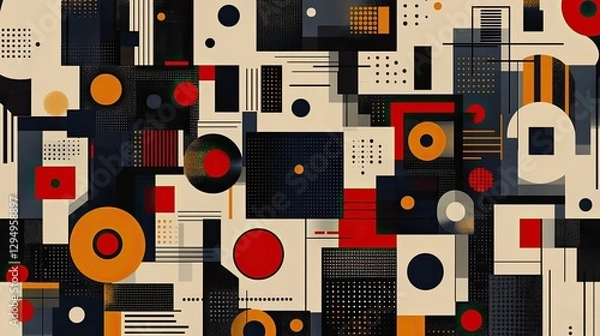 Fototapeta Abstract geometric pattern with vibrant colors and shapes creating a dynamic visual effect