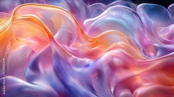 Fototapeta Colorful abstract waves of fluid textures flowing harmoniously in a vibrant digital landscape