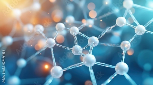 Fototapeta Molecule structure with multiple atoms and chemical bonds in a scientific illustration