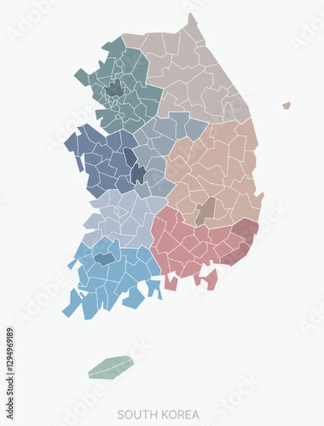 Fototapeta A simplified map of South Korea