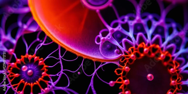 Fototapeta Abstract texture displays colorful bubbles and organic formations