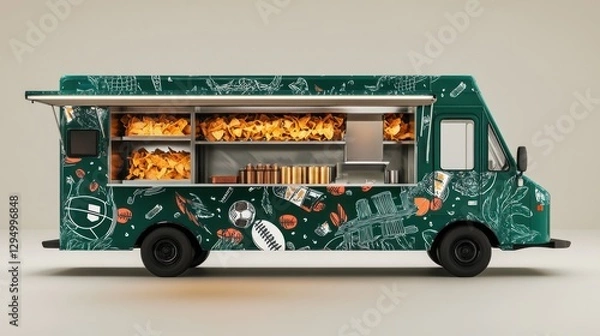 Fototapeta Green Food Truck Design: A Culinary Adventure on Wheels